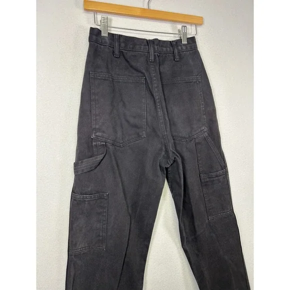 Streetwear J. Galt Womens S Black Carpenter High Rise Straight Leg Utility Pants - Picture 5 of 11